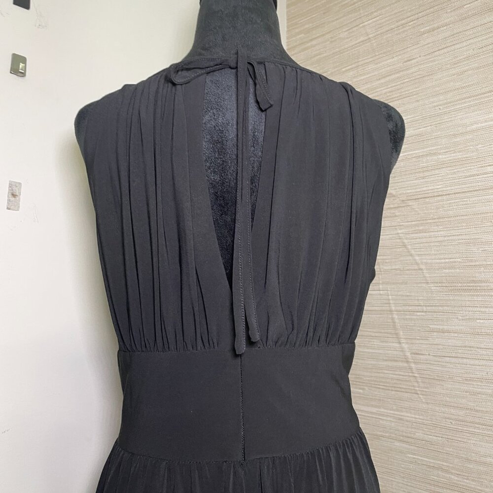 Women's Size 16 R&M Richards Black Bead/Sequin Waist Front Slit Sleeveless Gown - Picture 9 of 11